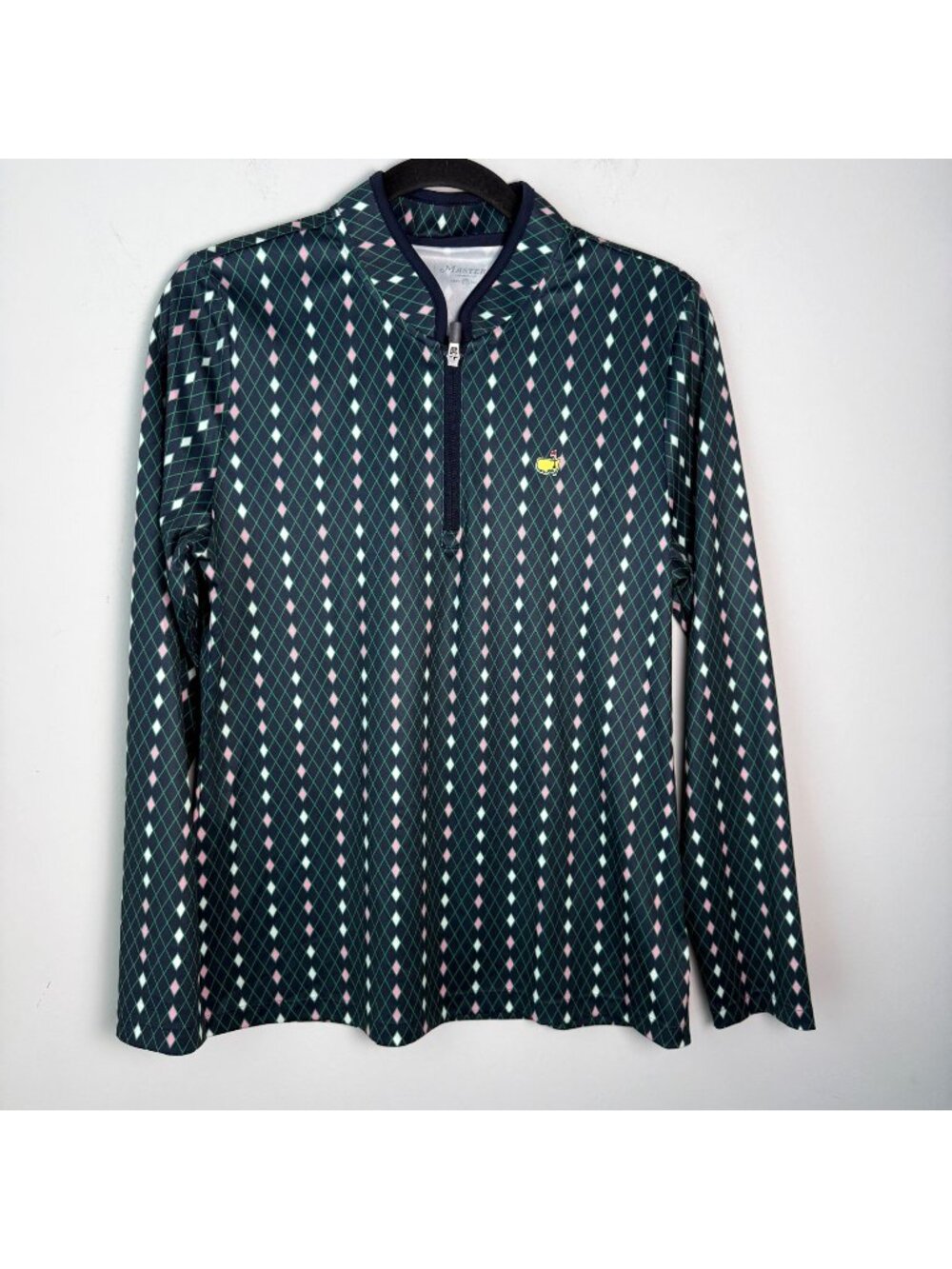 Masters Womens Tory Burch Sport Argyle 1/4" Zip Pullover Size L Golf